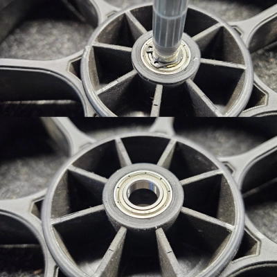 Naprawa kółek tylnych w wózku MUUVO QUICK 4.0 - wymiana łożysk w 2 kółkach - wysyłkowa